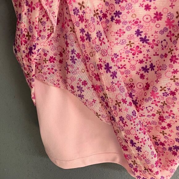 One Step Up babydoll Y2K Pink Floral Blouse Large Juniors medium women’s - Picture 6 of 8